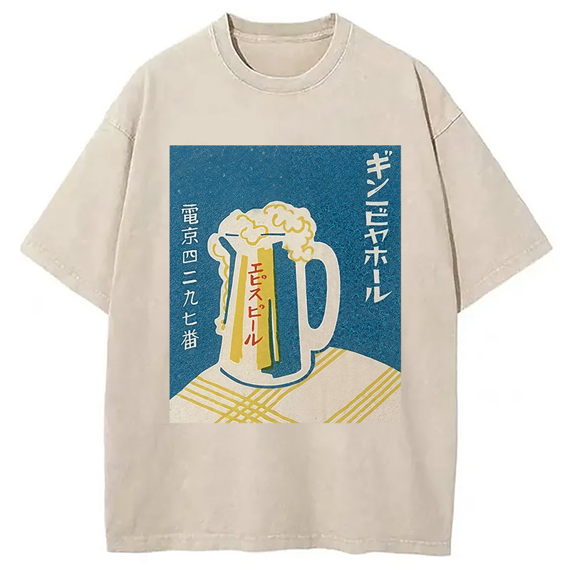 Tokyocanvas Japanese Vintage Beer Mug Washed T-Shirt