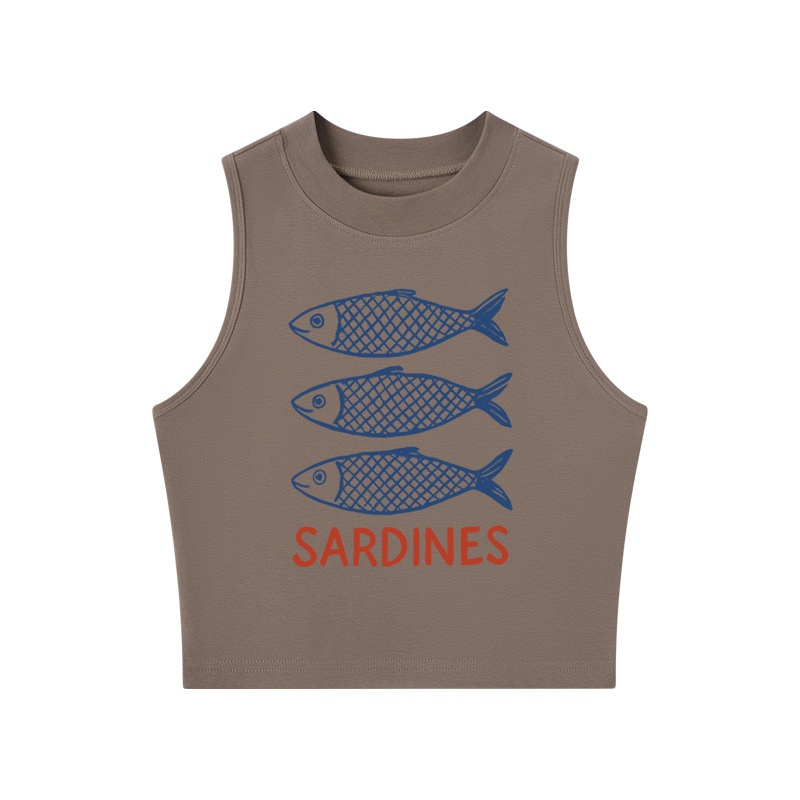Tokyocanvas Sardines Retro Crew Neck Crop Top