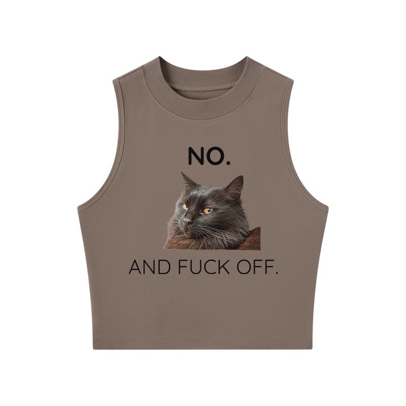 Tokyocanvas Grumpy Cat Crew Neck Crop Top