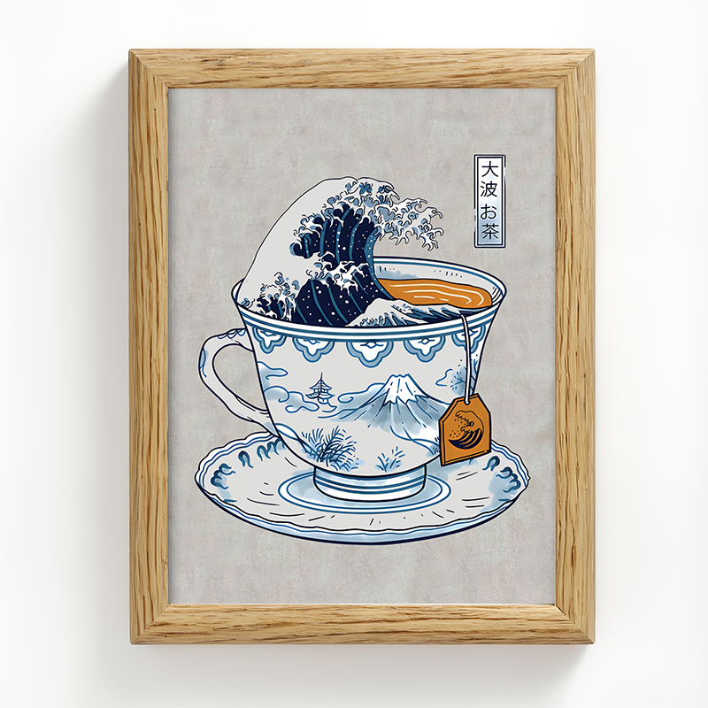 Tokyocanvas Great Wave off Kanagawa Storm Framed Art Print