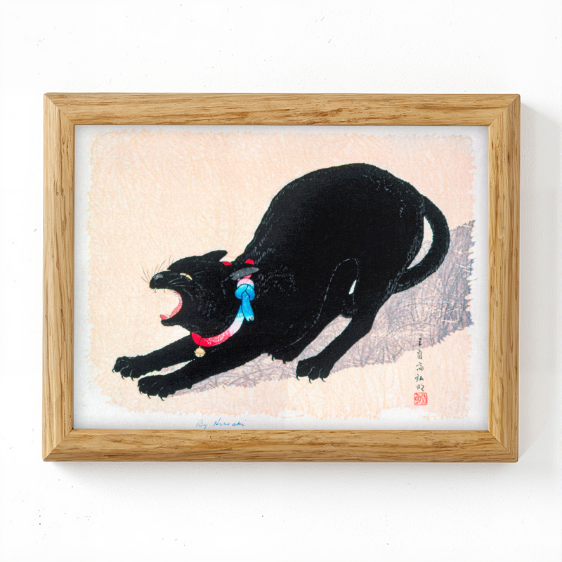 Tokyocanvas Black Cat Hissing Framed Art Print