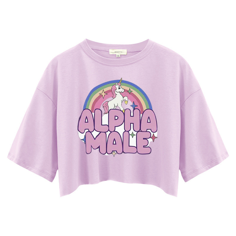 Tokyocanvas Rainbow Unicorn Alpha Male Crop Top