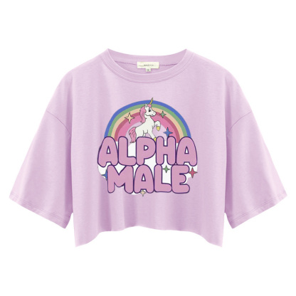 Tokyocanvas Rainbow Unicorn Alpha Male Crop Top