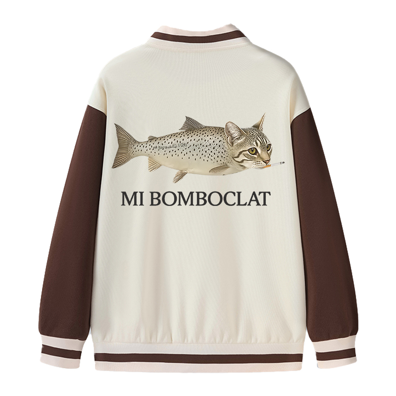 Tokyocanvas Bomboclat Fish Cat Meme Varsity Jacket