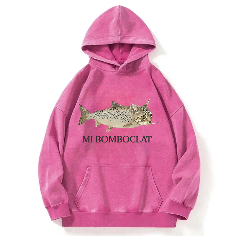 Tokyocanvas Bomboclat Fish Cat Meme Washed Hoodie
