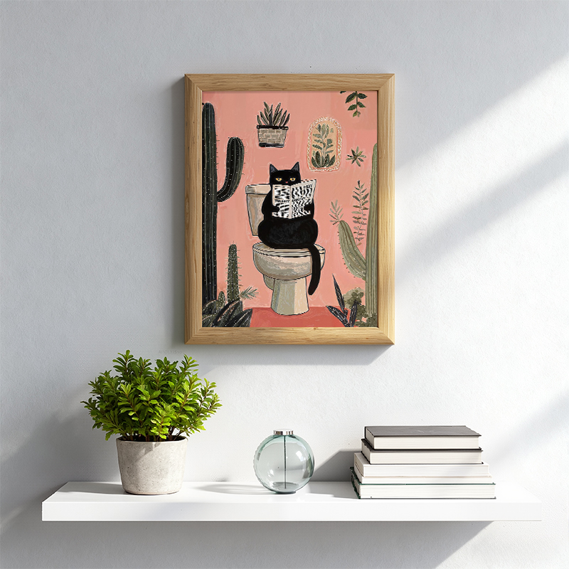 Tokyocanvas Cactus Cat Framed Art Print