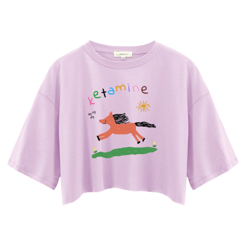 Tokyocanvas Running Orange Pony Crop Top