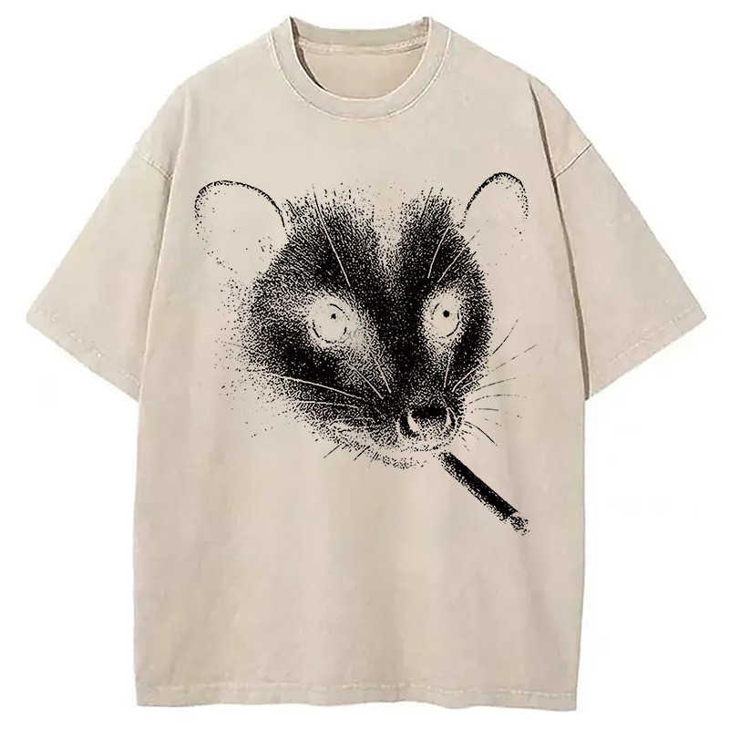 Tokyocanvas Smoking Possum Meme Washed T-Shirt