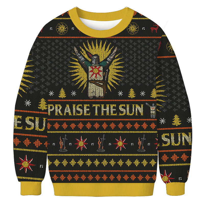 Tokyocanvas Dark Souls Praise the Sun Christmas Ugly Sweatshirt