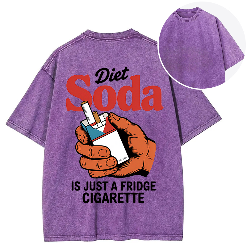 Tokyocanvas Diet Soda Is Just A Fridge Cigarette Funny Back Washed T-Shirt