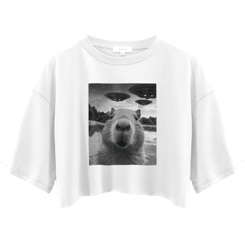 Tokyocanvas Funny Capybara UFO Crop Top