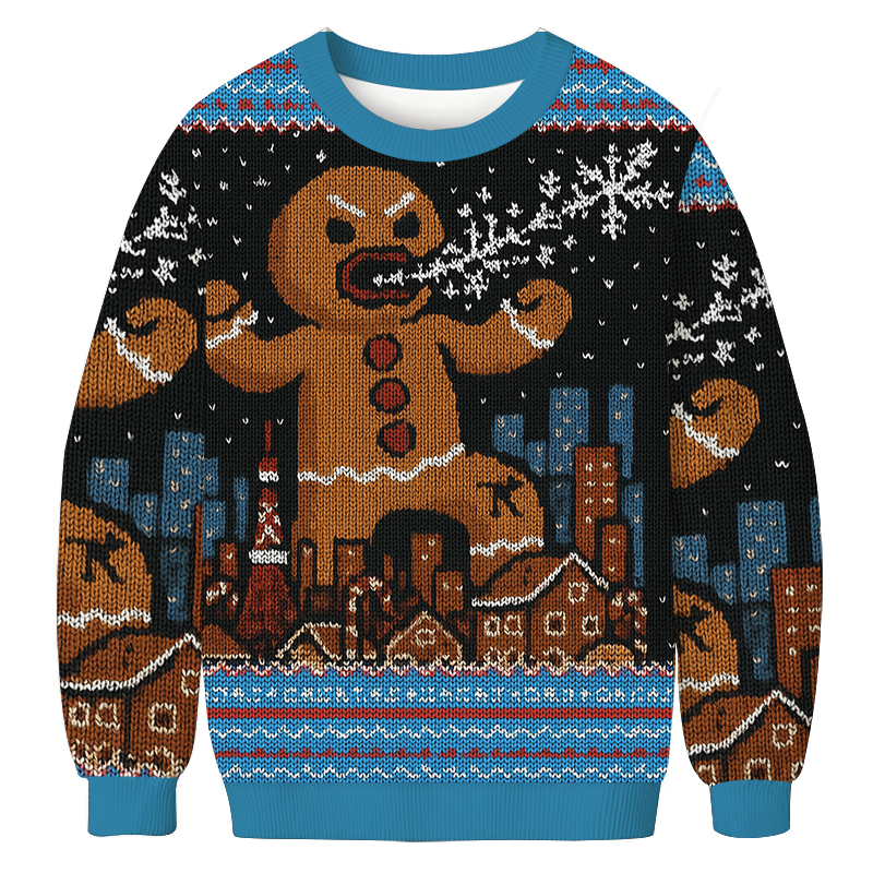 Tokyocanvas Gingerbread Monster Christmas Ugly Sweatshirt