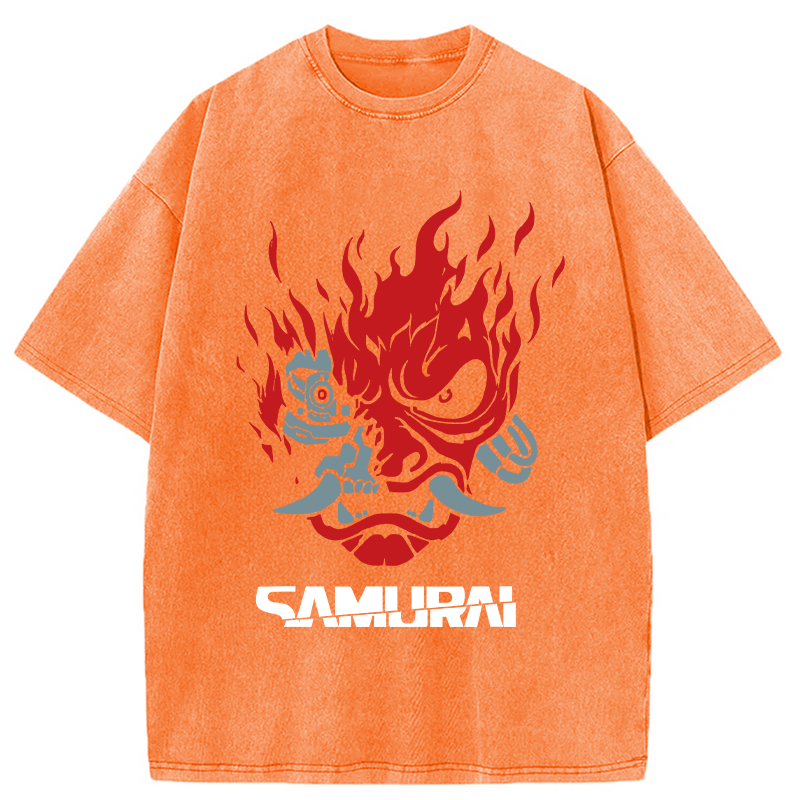 Tokyocanvas Vintage Samurai Retro Japanese Washed T-Shirt