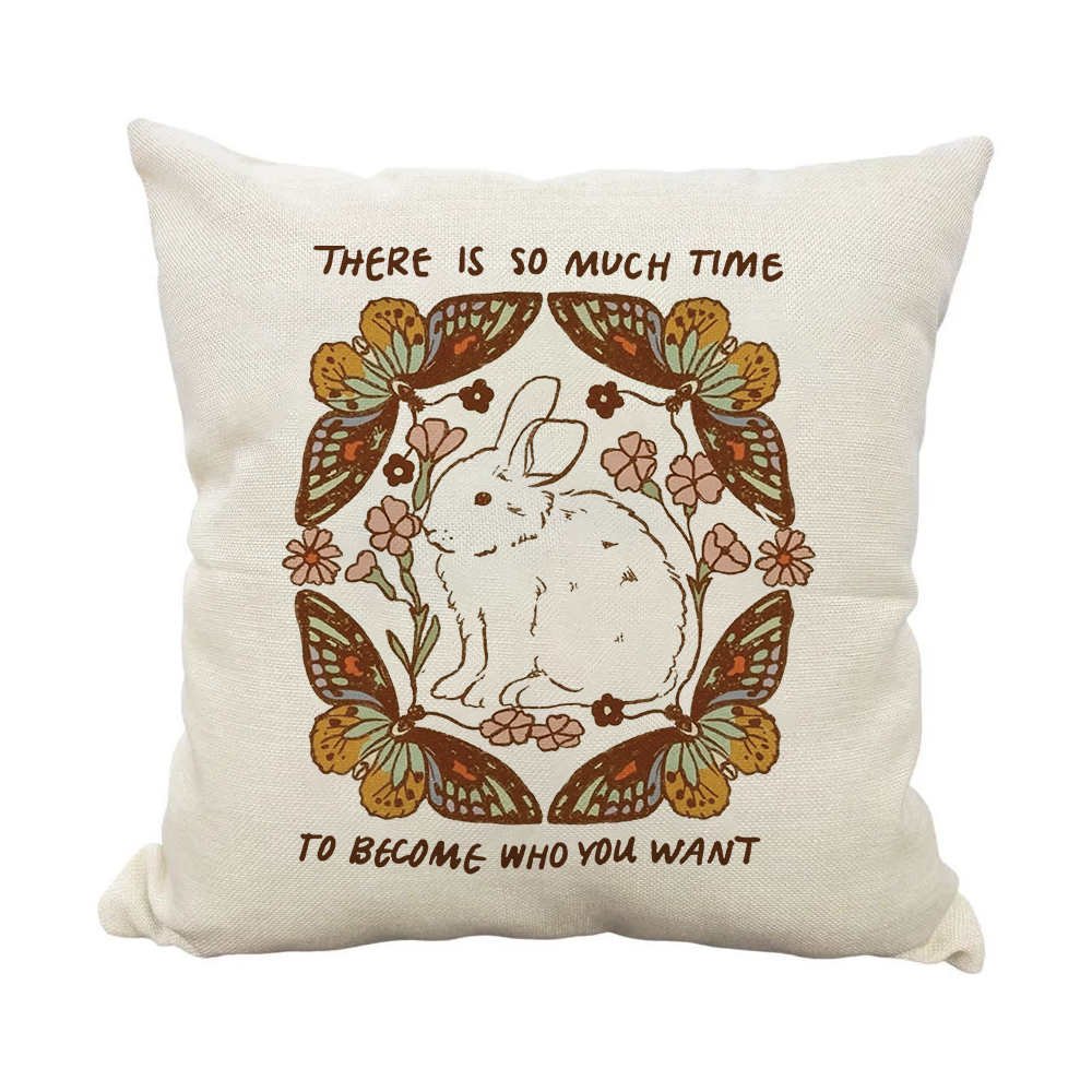 Tokyocanvas Butterflies Surrounding The Rabbit Pillow