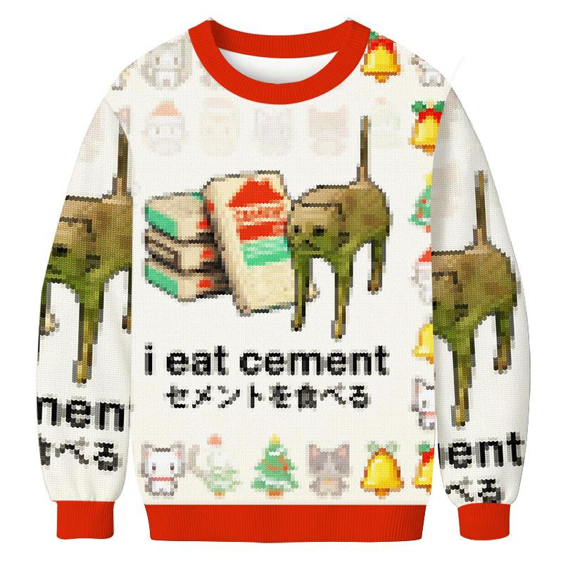 Tokyocanvas I Eat Cement Christmas Ugly Sweatshirt