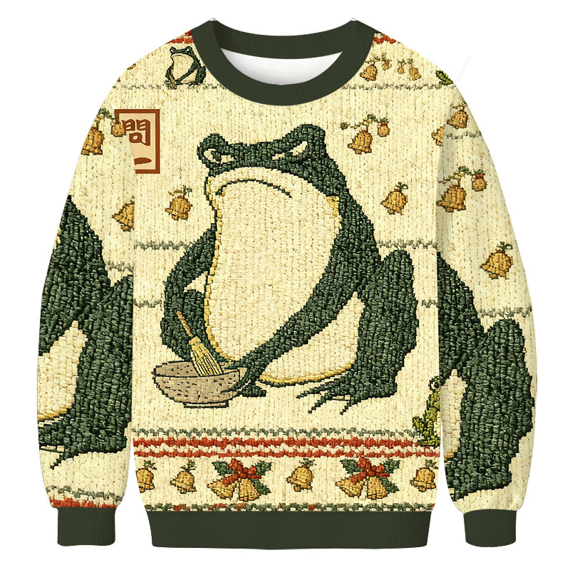 Tokyocanvas Matsumoto Hoji Japanese Frog Christmas Ugly Sweatshirt
