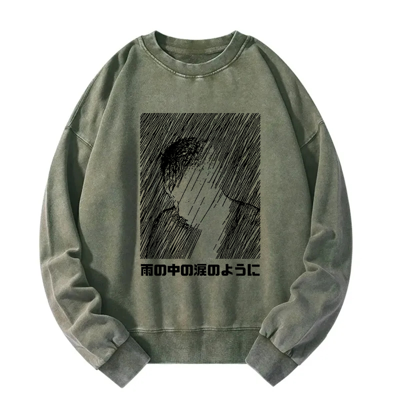 Tokyocanvas People In The Rain Washed Sweatshirt