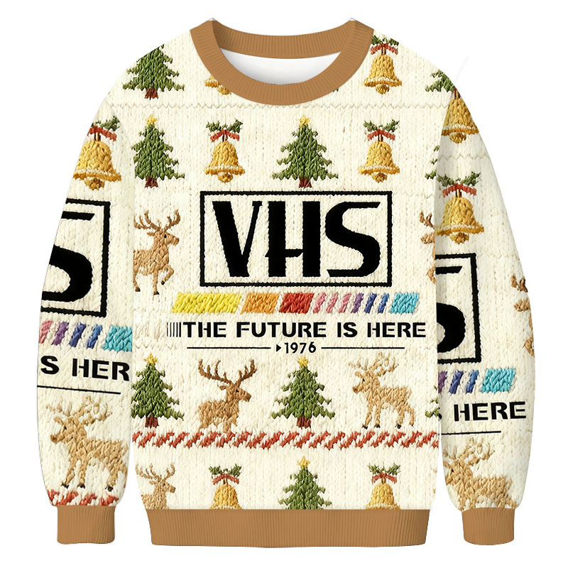 Tokyocanvas VHS 1976 Vintage Christmas Ugly Sweatshirt