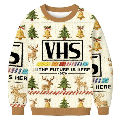 Tokyocanvas VHS 1976 Vintage Christmas Ugly Sweatshirt