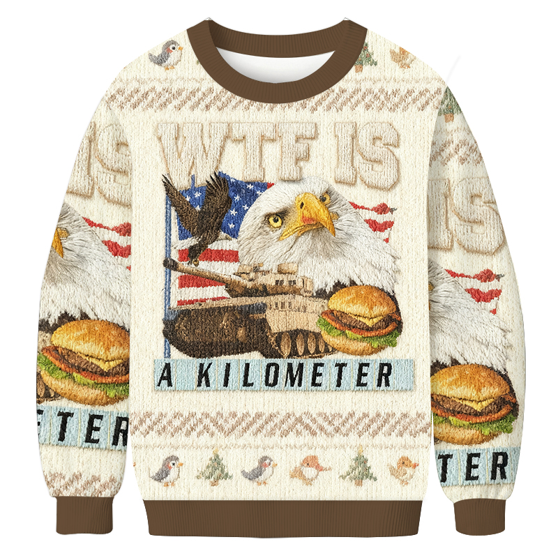 Tokyocanvas WTF Is A Kilometer Meme Christmas Ugly Sweatshirt