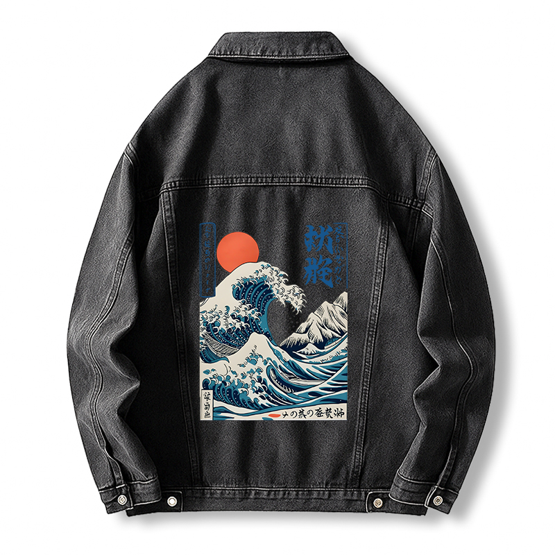 Tokyocanvas Ukiyo-e Ocean Waves Japan Jean Jackets