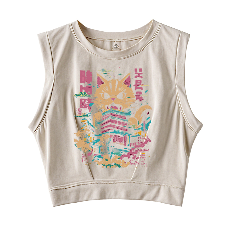 Tokyocanvas Japanese Cat Cat Lover Sleeveless Crop Top