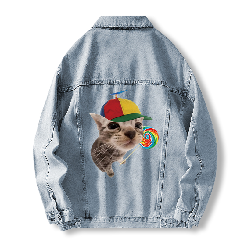 Tokyocanvas Cat With Lollipop And Hat Jean Jackets
