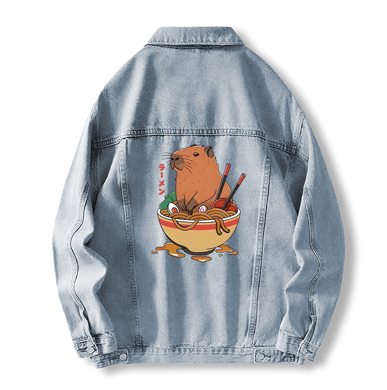 Tokyocanvas Capybara Ramen Funny Jean Jackets