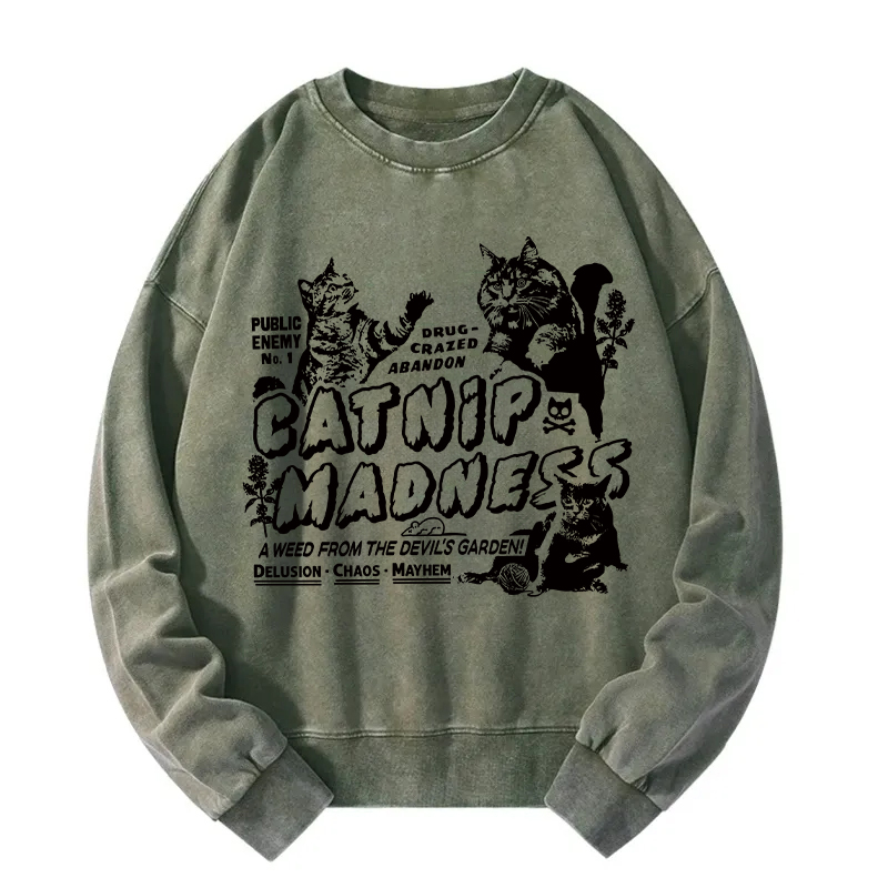 Tokyocanvas Catnip Madness Washed Sweatshirt