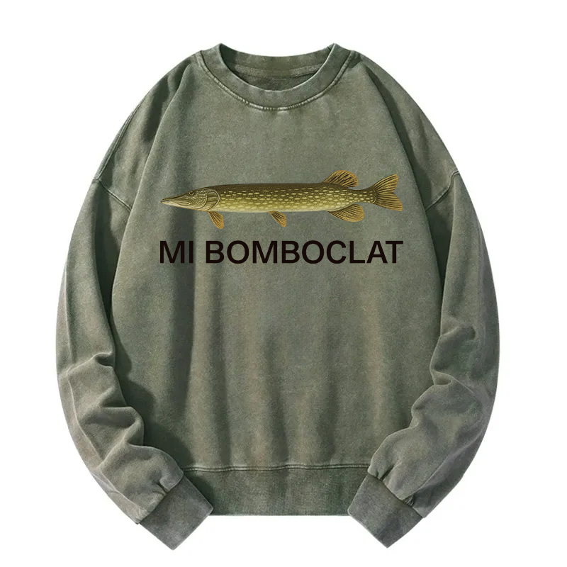 Tokyocanvas Mi Bomboclat Fish Meme Washed Sweatshirt