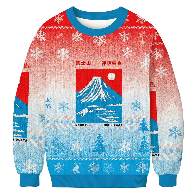 Tokyocanvas Mount Fuji Vintage Christmas Ugly Sweatshirt