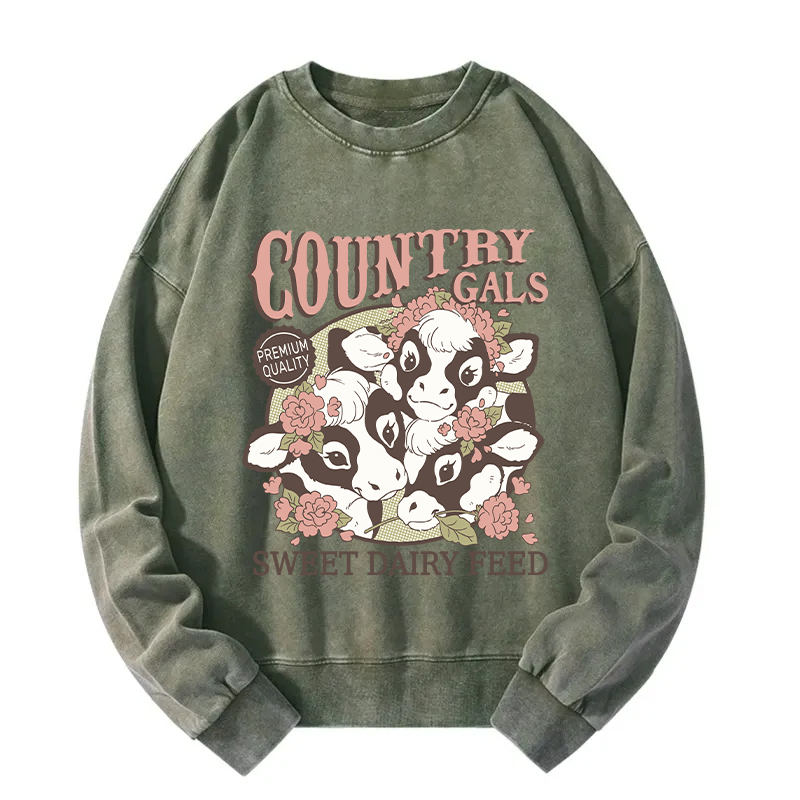Tokyocanvas Country Cow Gals Washed Sweatshirt