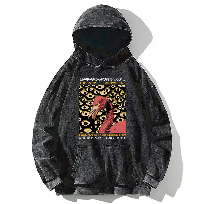 Tokyocanvas The Voices Empower Me Flamingo Washed Hoodie