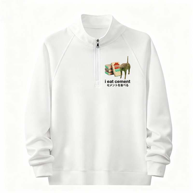 Tokyocanvas I Eat Cement Half-Zip Sweatshirt