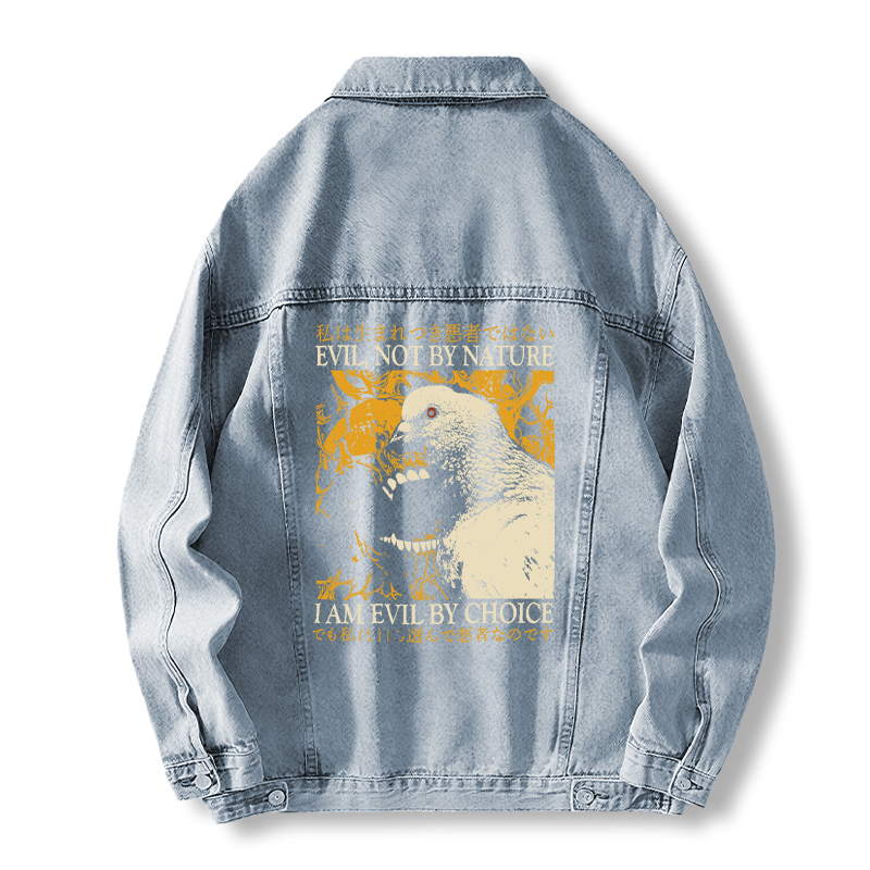 Tokyocanvas Evil By Choice Funny Japanese Pigeon Jean Jackets