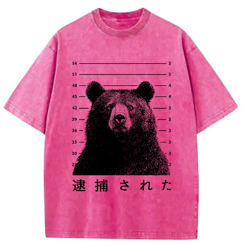 Tokyocanvas Arrested Bear Washed T-Shirt