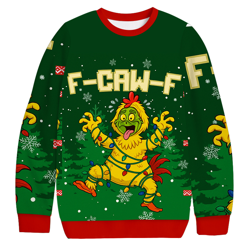 Tokyocanvas F-Caw-F Chicken Christmas Ugly Sweatshirt