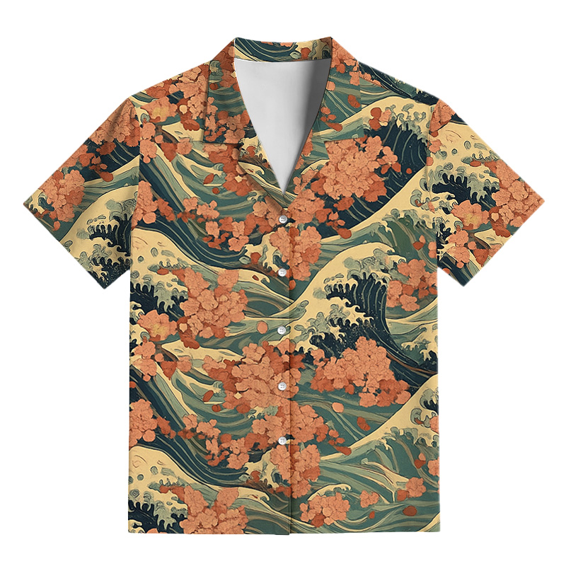 Tokyocanvas Sakura And Hokusai Waves Pajama Set