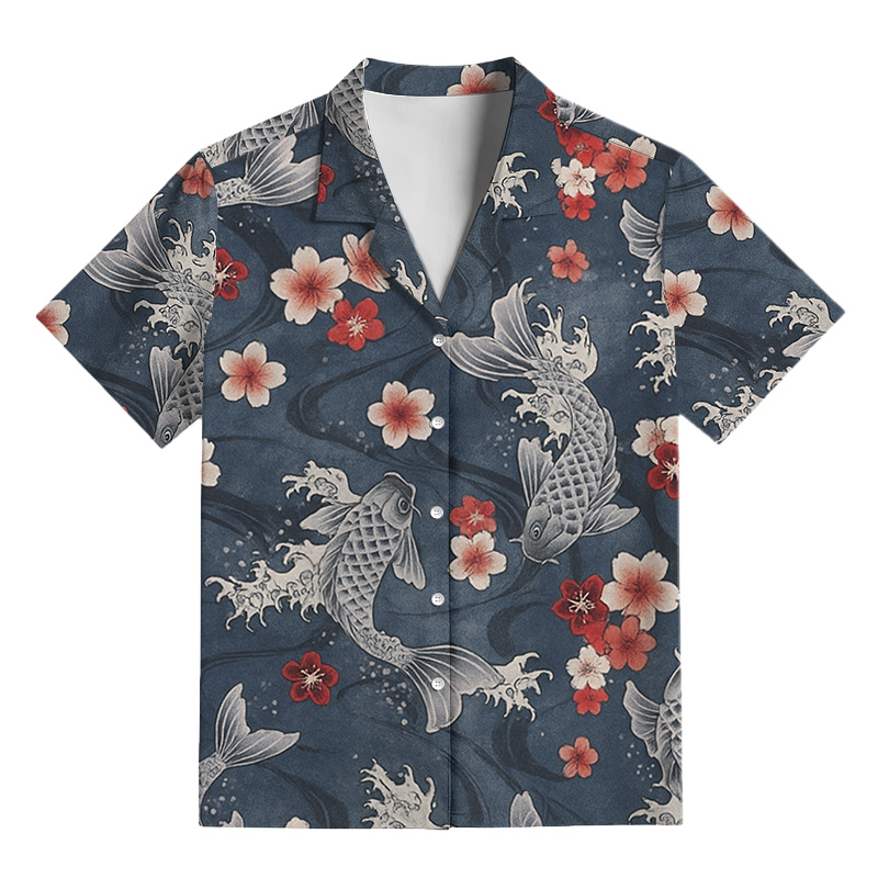 Tokyocanvas Japanese Koi And Sakura Blossom Pajama Set