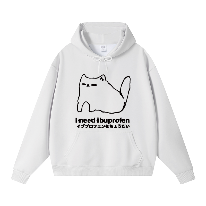 Tokyocanvas I Need Ibuprofen Cat Fleece Lined Hoodie