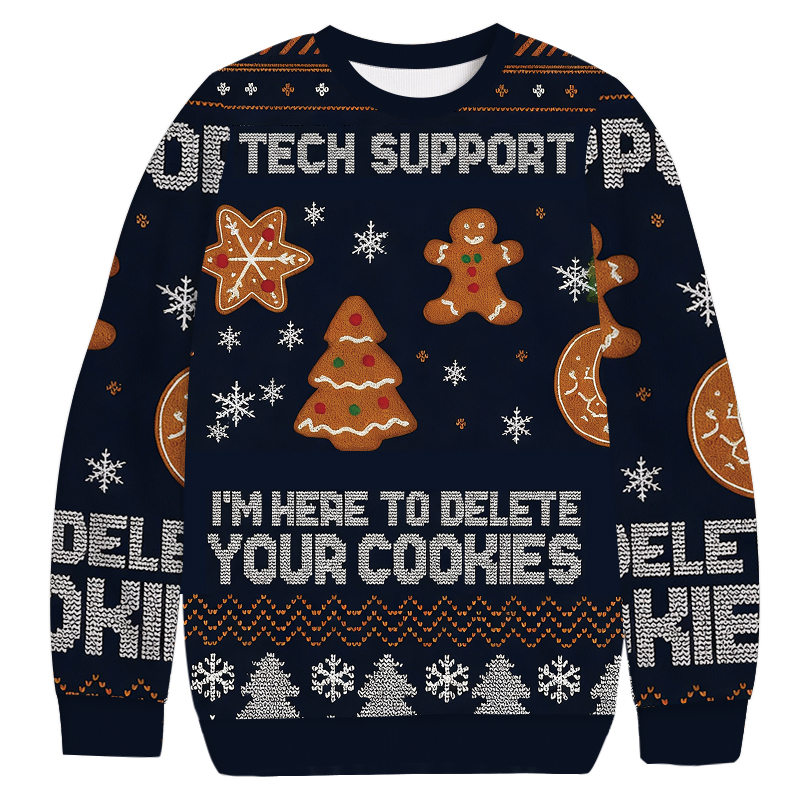 Tokyocanvas Blue Tech Support Computer Programmer Christmas Ugly Sweatshirt