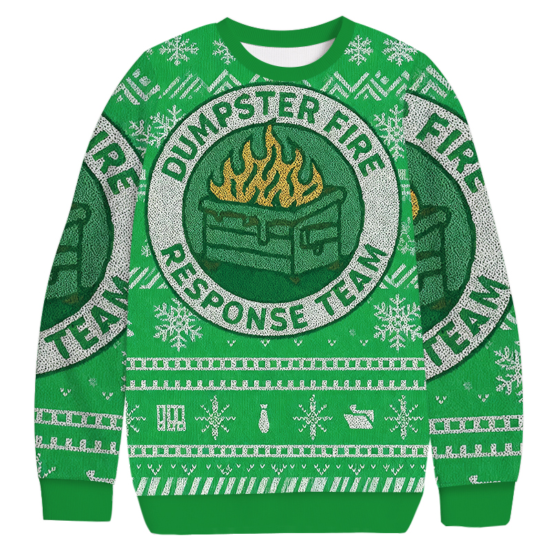 Tokyocanvas Dumpster Fire Response Team Christmas Ugly Sweatshirt