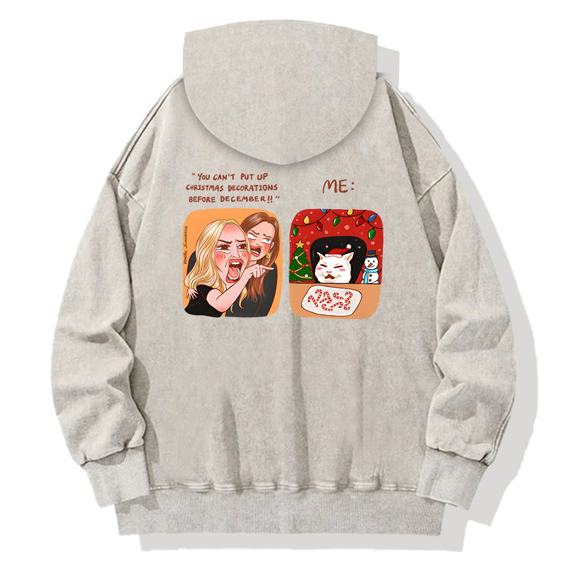 Tokyocanvas Christmas Cat Meme Back Washed Hoodie