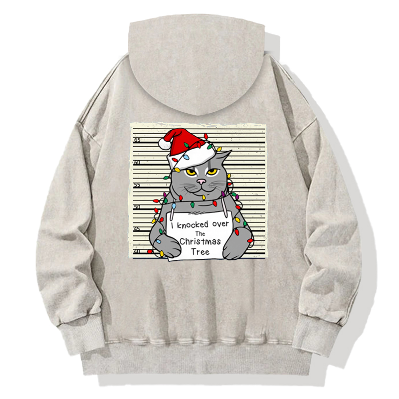 Tokyocanvas Christmas Cat In Jail Back Washed Hoodie