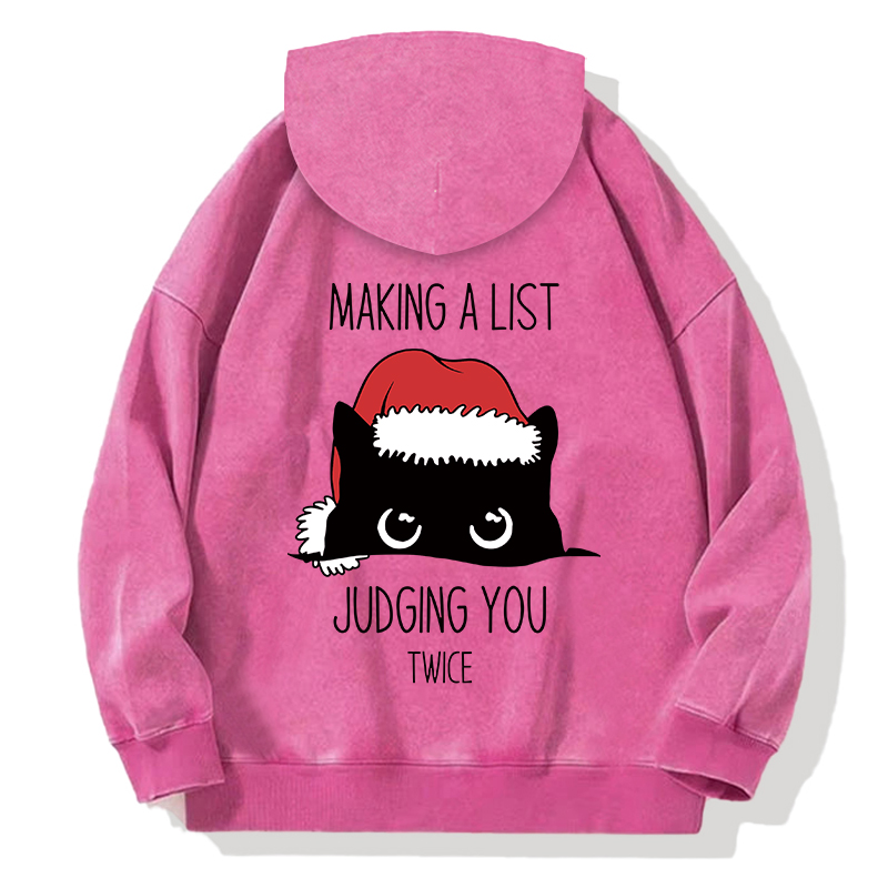 Tokyocanvas Christmas Cat Staring At You Back Washed Hoodie