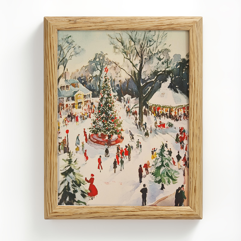 Tokyocanvas Winter Town Square Framed Art Print
