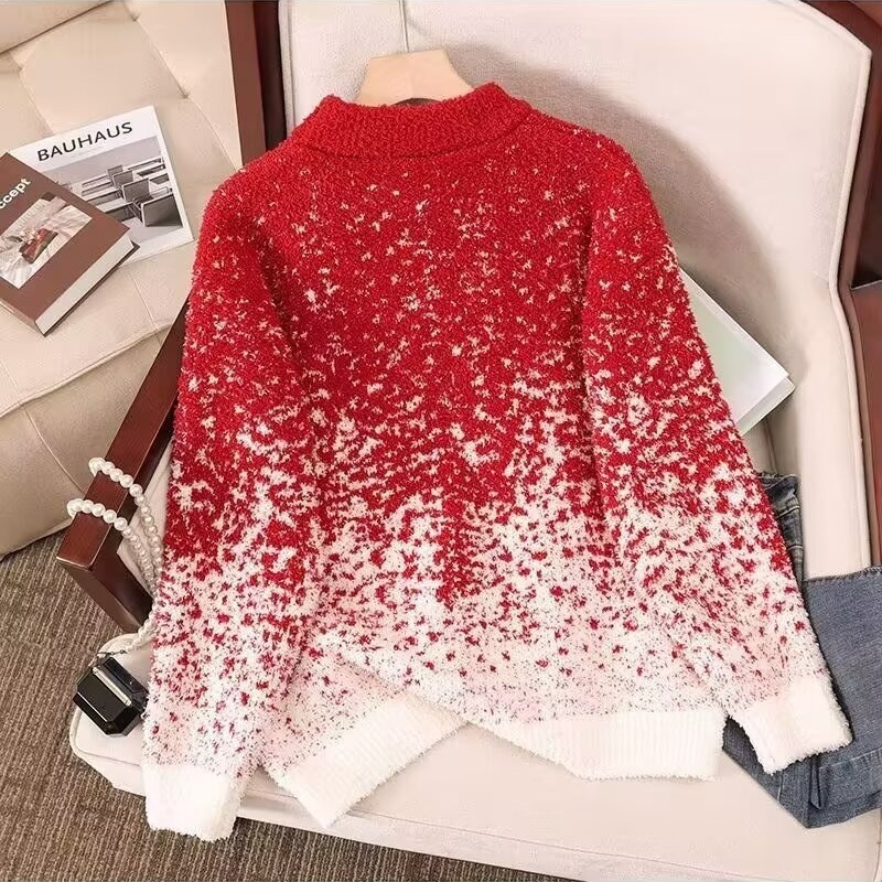 Tokyocanvas Christmas Gradient Snowflakes Ugly Christmas Sweater