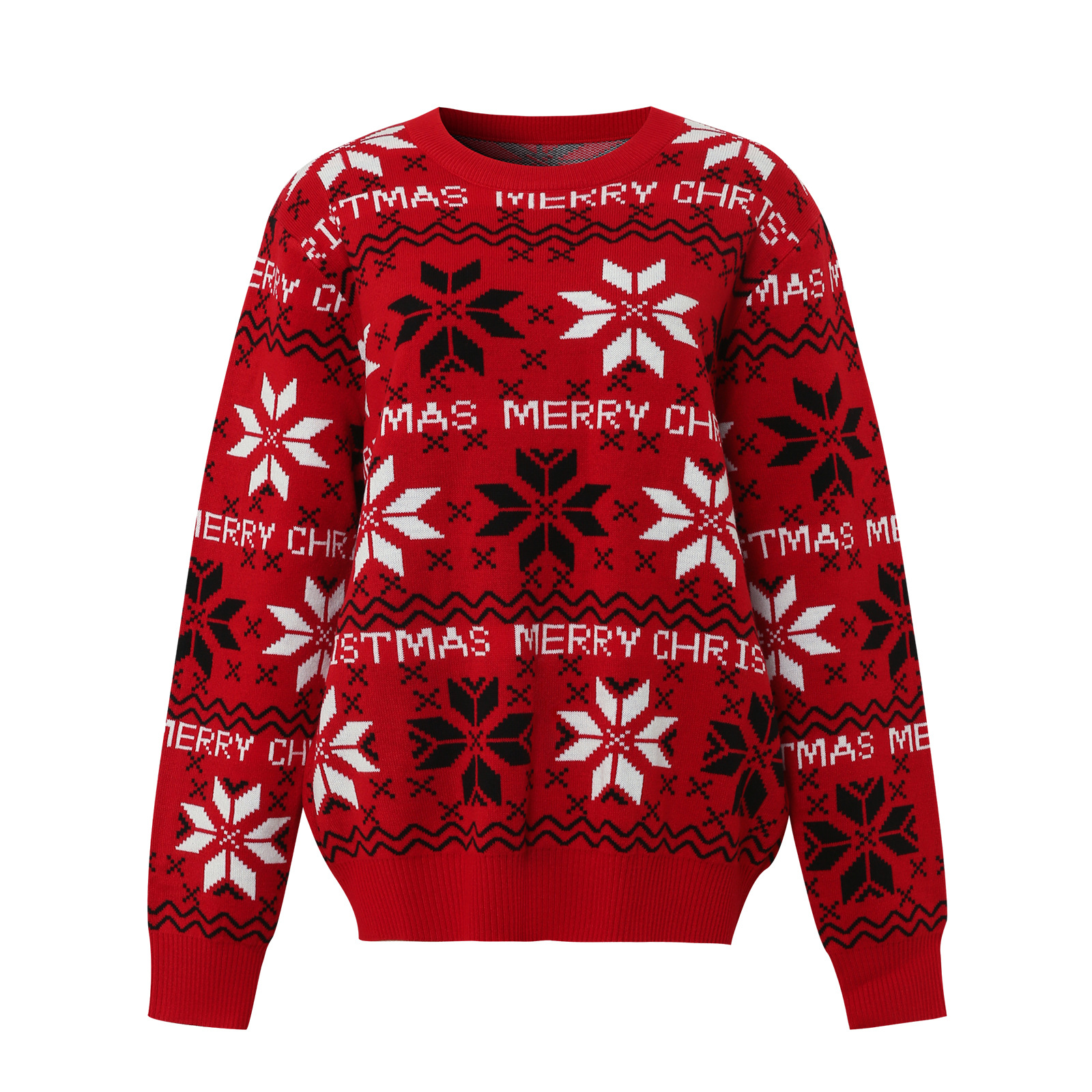 Tokyocanvas Christmas Red Snowflake Ugly Christmas Sweater