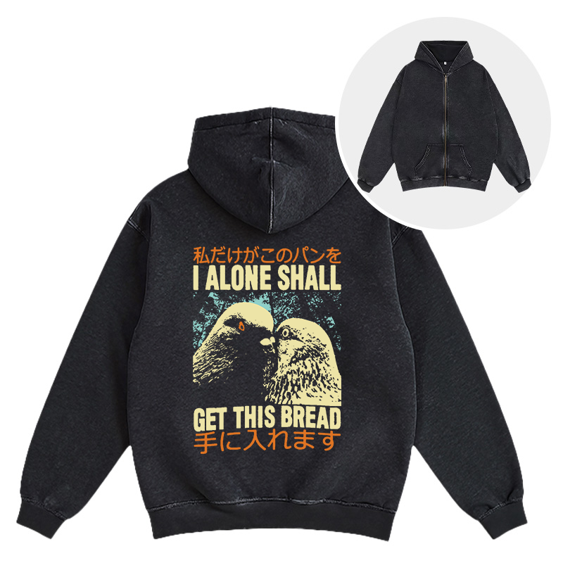 Tokyocanvas I Alone Shall Get This Bread Washed Zip Hoodie