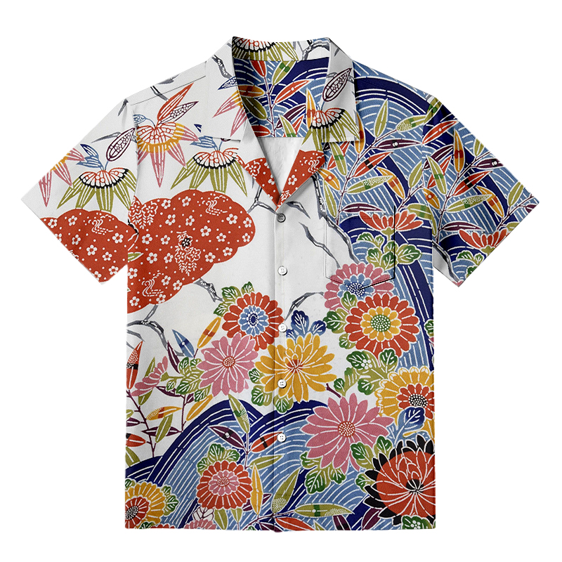 Tokyocanvas Japanese Okinawa Flowers Hawaiian Shirt